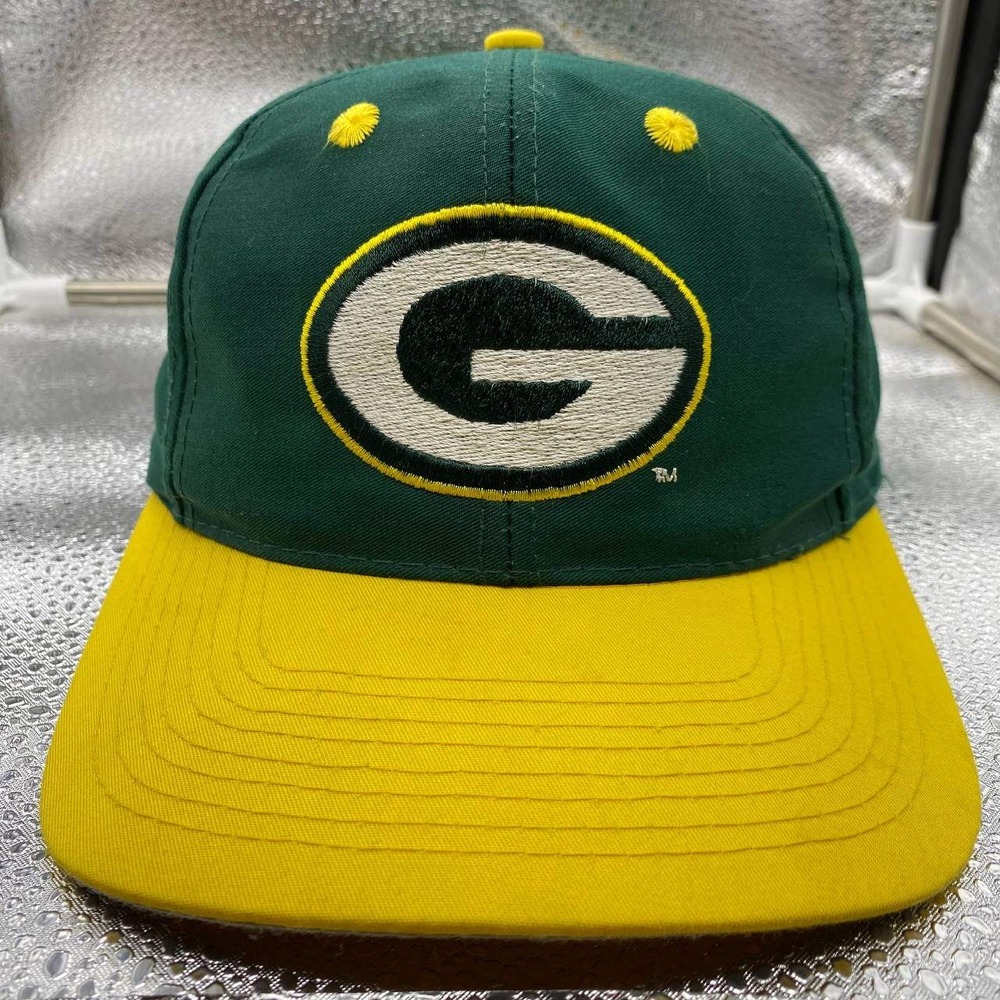 VTG Logo 7 Green Bay Packers Hat Mens OSFA Green Yellow Snapback Embroidered NFL